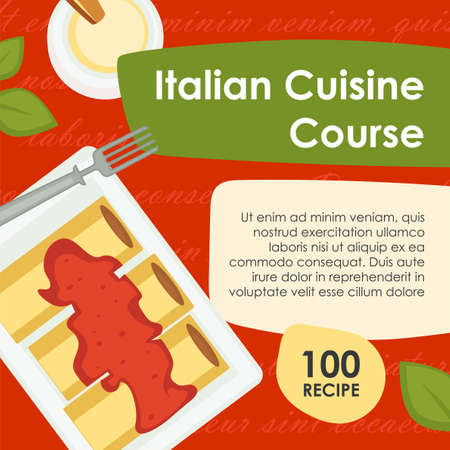 Italian cuisine course, new recipes for cookingのイラスト素材