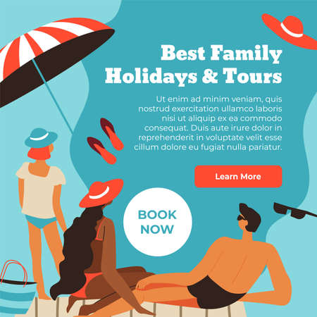 Best family holidays and tours, book adventure nowのイラスト素材