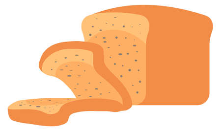 Sliced loaf of bread, baked healthy product vectorのイラスト素材