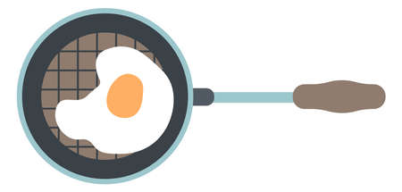Frying egg for breakfast or lunch, cooking mealのイラスト素材