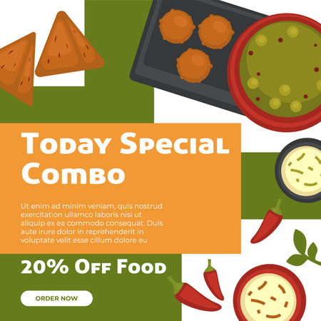 Today special combo on food, tasty meal discountのイラスト素材