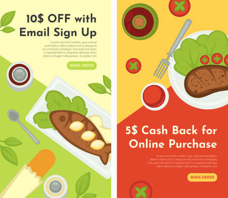 Discount with email sign up, restaurant menu webのイラスト素材