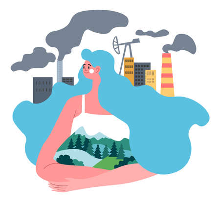 Air pollution and contamination from factoriesのイラスト素材