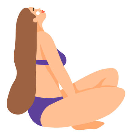Female character in swimming suit resting vectorのイラスト素材