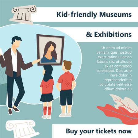Kid frendly museums and exhibitions buy ticketsのイラスト素材