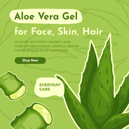 Aloe vera for face, skin and hair treatment webのイラスト素材