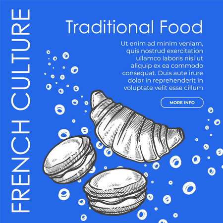 Traditional food and dishes, french culture webのイラスト素材