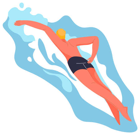 Swimming in pool, sea or ocean water summer hobbyのイラスト素材