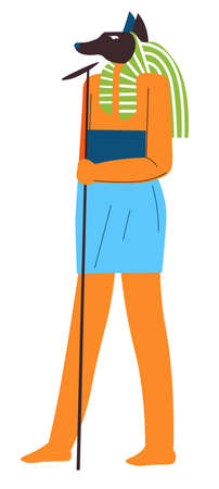 Anubis ancient egyptian god, sacred deity vectorのイラスト素材