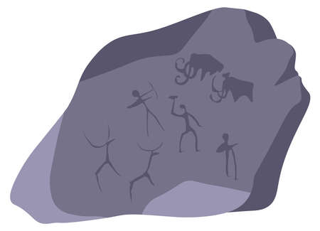 Primitive painting in cave stone, ancient artのイラスト素材