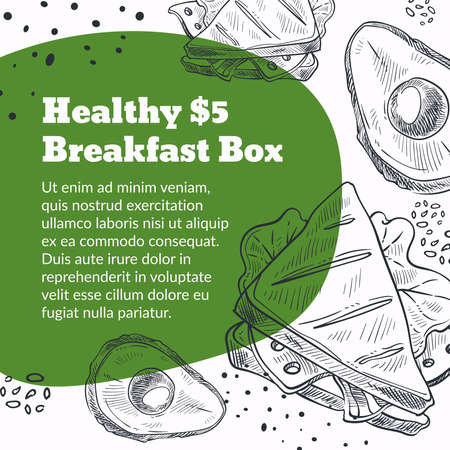 Healthy breakfast box, snacks and food packageのイラスト素材