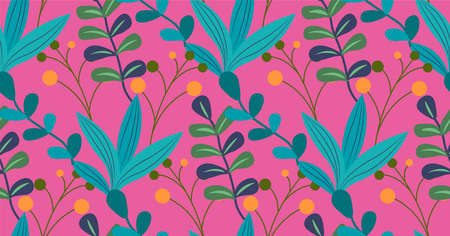 Blooming flowers and foliage, seamless pattern