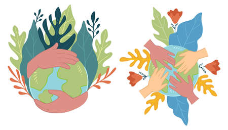 Nature conservation and protection of mother earthのイラスト素材