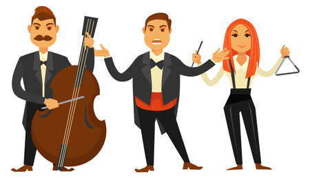 Classic music band instruments and vocalist singerのイラスト素材