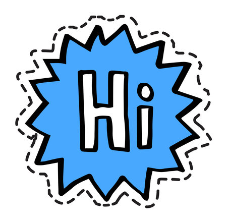 Hi greeting sticker or icon for chatting textingのイラスト素材