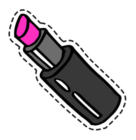Lipstick beauty cosmetics for face, sticker iconのイラスト素材