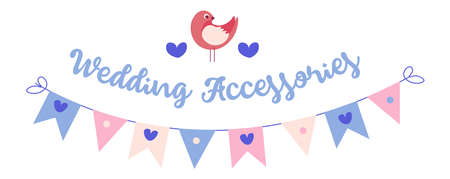 Wedding accessories, flags with heart shape vectorのイラスト素材
