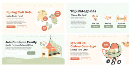 Baby store special offers at web banner design setのイラスト素材