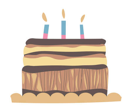 Birthday cake with chocolate and burning candles