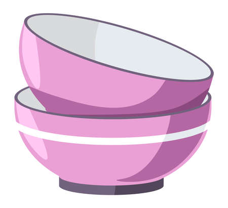 Cups or plates, empty dishes kitchenware vectorのイラスト素材