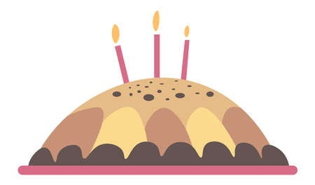 Birthday cake or pie with candles and frosting