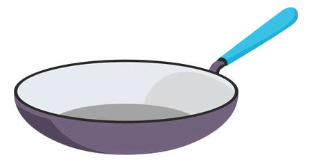 Frying pan with long handle, kitchenware dishesのイラスト素材