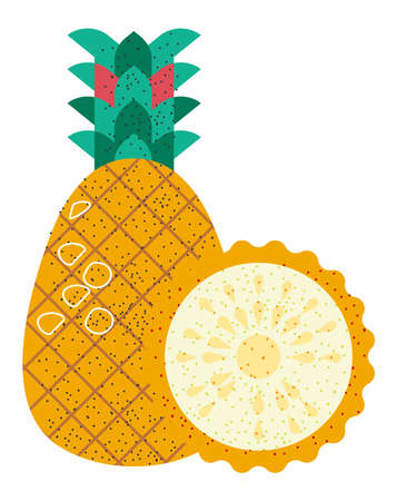 Pineapple exotic or tropical fruit vector iconのイラスト素材
