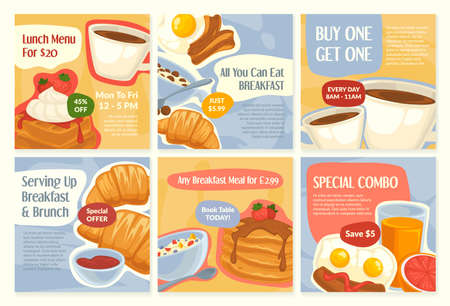 Template network post with breakfast deal setのイラスト素材
