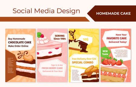 Homemade cake promotion at social media story setのイラスト素材