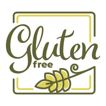 Vector illustration of gluten free words and cereal isolated on white.のイラスト素材