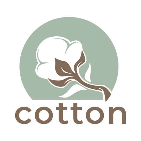 Cotton isolated icons pure and organic product vector textile industry field plant emblemのイラスト素材