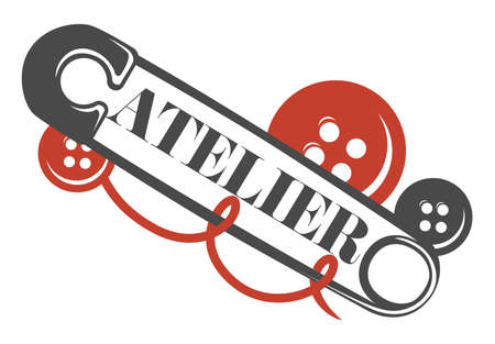 Mannequin and sewing tools atelier and tailor service isolated icons vectorのイラスト素材