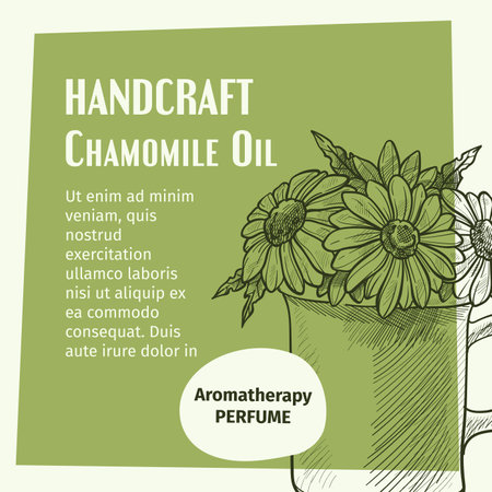 Handcraft chamomile oil, aroma perfume bannerのイラスト素材