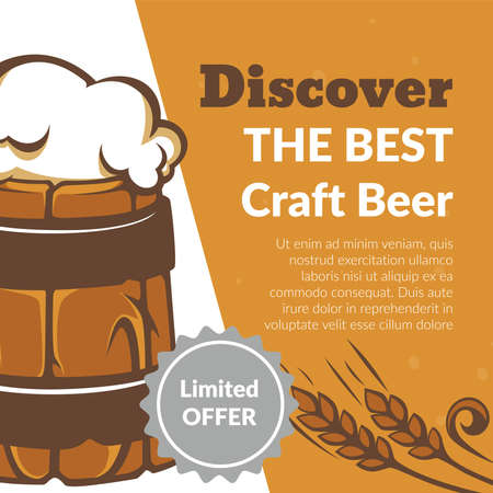 Discover best craft beer, limited offer bannerのイラスト素材