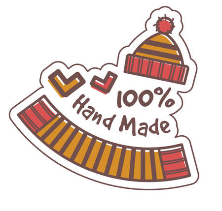 Hand made clothes, knitted winter hat and scarfのイラスト素材