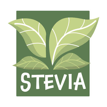 Stevia sweetener, substitute of sugar label logoのイラスト素材