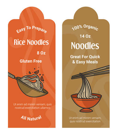 Rice noodles, easy to prepare quality food, emblemのイラスト素材