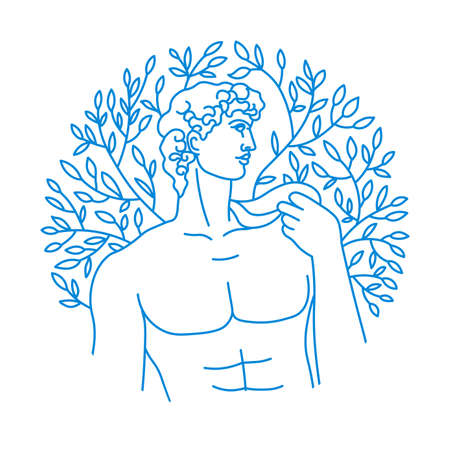 Portrait of bust of Greek male, ancient artworkのイラスト素材