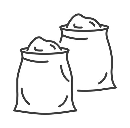Bakery ingredients, flour in sacks from millsのイラスト素材
