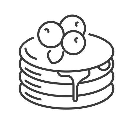 Pancakes with berries and jam, bakery shop mealのイラスト素材