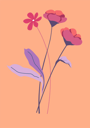 Tender bouquet of flowers in blossom, bloomingのイラスト素材