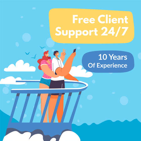 Free client support, 10 years of experience vectorのイラスト素材