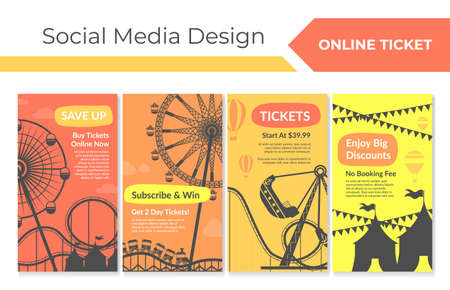 Amusement park deal at social media design setのイラスト素材