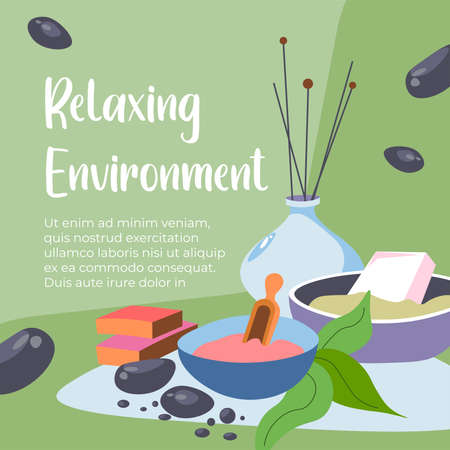 Relaxing environment in spa salon, book procedureのイラスト素材