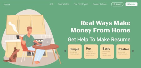 Real ways make money from home, make resume webのイラスト素材