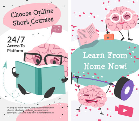 Choose online short courses, learn from home nowのイラスト素材