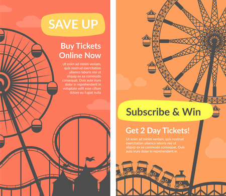 Amusement park, buy tickets online, subscribeのイラスト素材