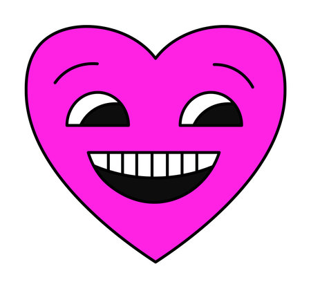 Character in shape of heart, smiling laughing 90sのイラスト素材