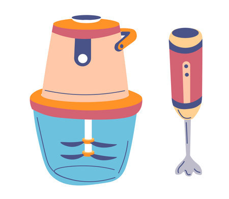Mixer and blender, kitchenware utensils vectorのイラスト素材