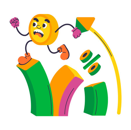 Money character running on visual graph investmentのイラスト素材